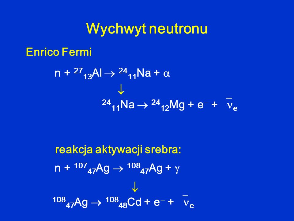 Wychwyt neutronu Enrico Fermi n Al  2411Na +  