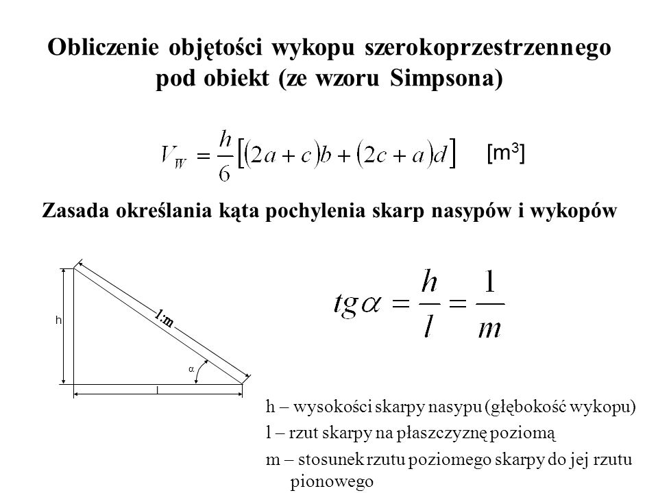 Obliczenie objętości wykopu szerokoprzestrzennego pod obiekt (ze wzoru Simpsona)