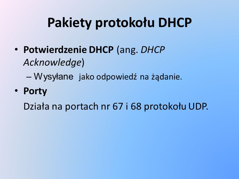 Pakiety protokołu DHCP