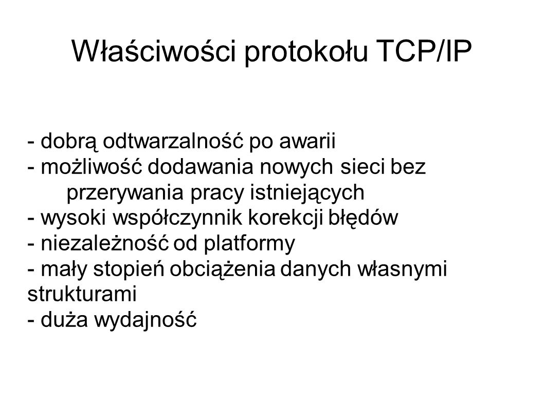 Właściwości protokołu TCP/IP