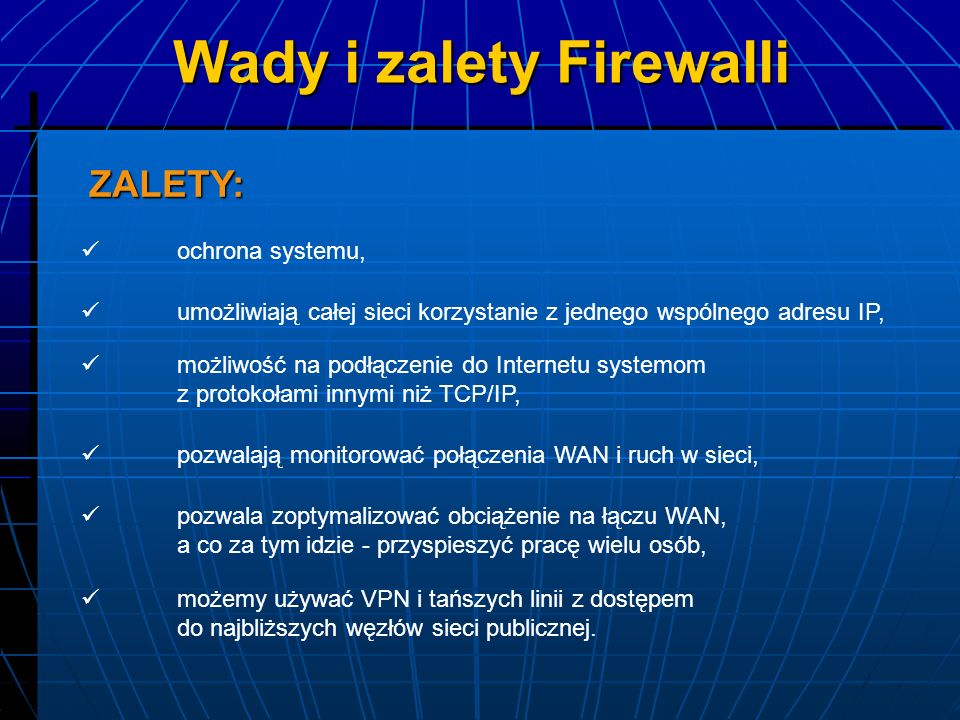 Wady i zalety Firewalli