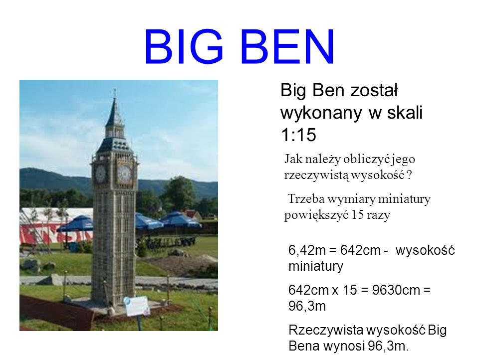 BIG BEN Big Ben został wykonany w skali 1:15