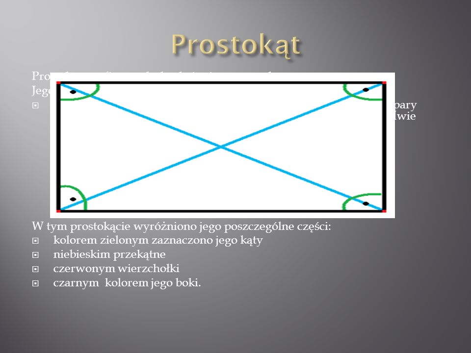 Prostokąt Prostokąt - to figura płaska, która jest czworokątem.