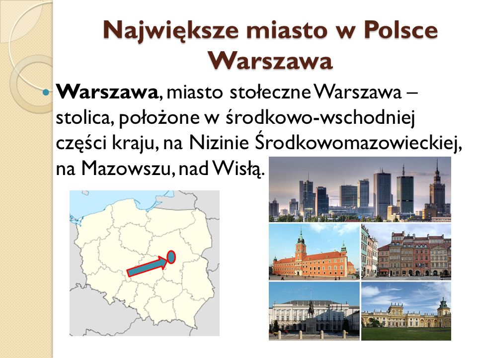 Największe miasto w Polsce Warszawa