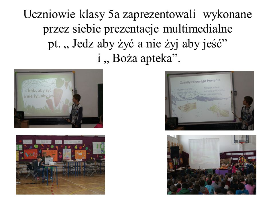 Uczniowie klasy 5a zaprezentowali wykonane przez siebie prezentacje multimedialne pt.