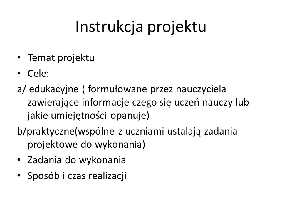 Instrukcja projektu Temat projektu Cele: