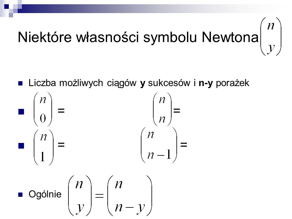 Niektóre własności symbolu Newtona