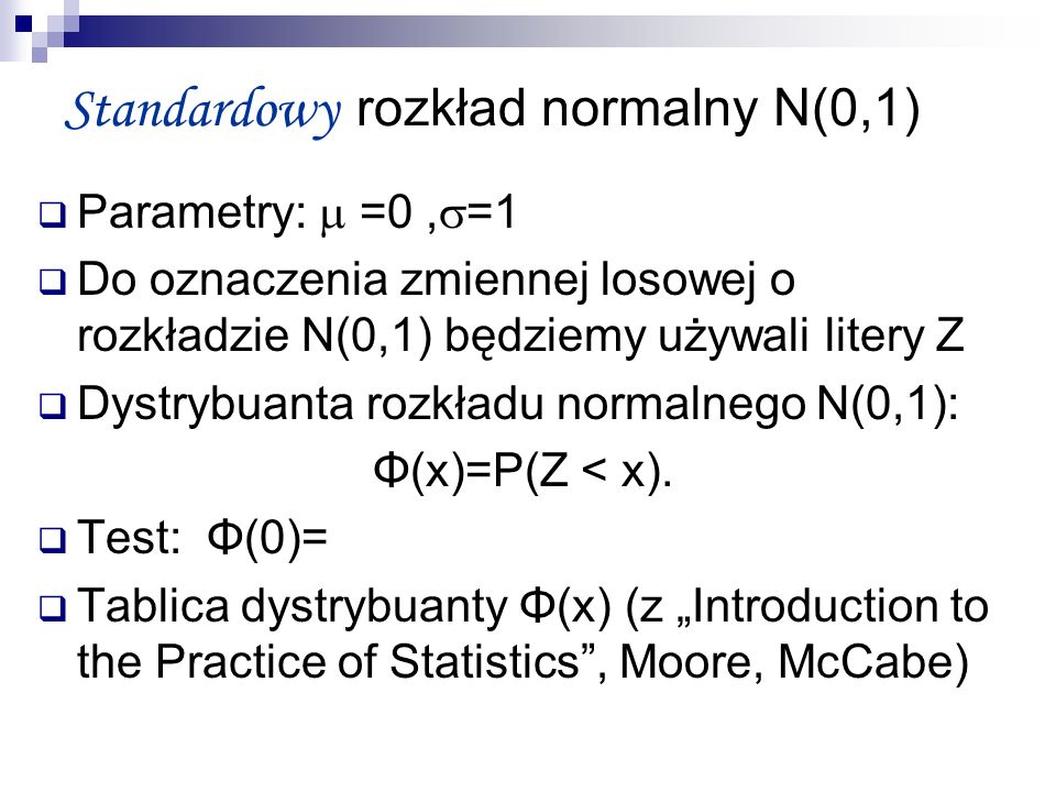 Standardowy rozkład normalny N(0,1)
