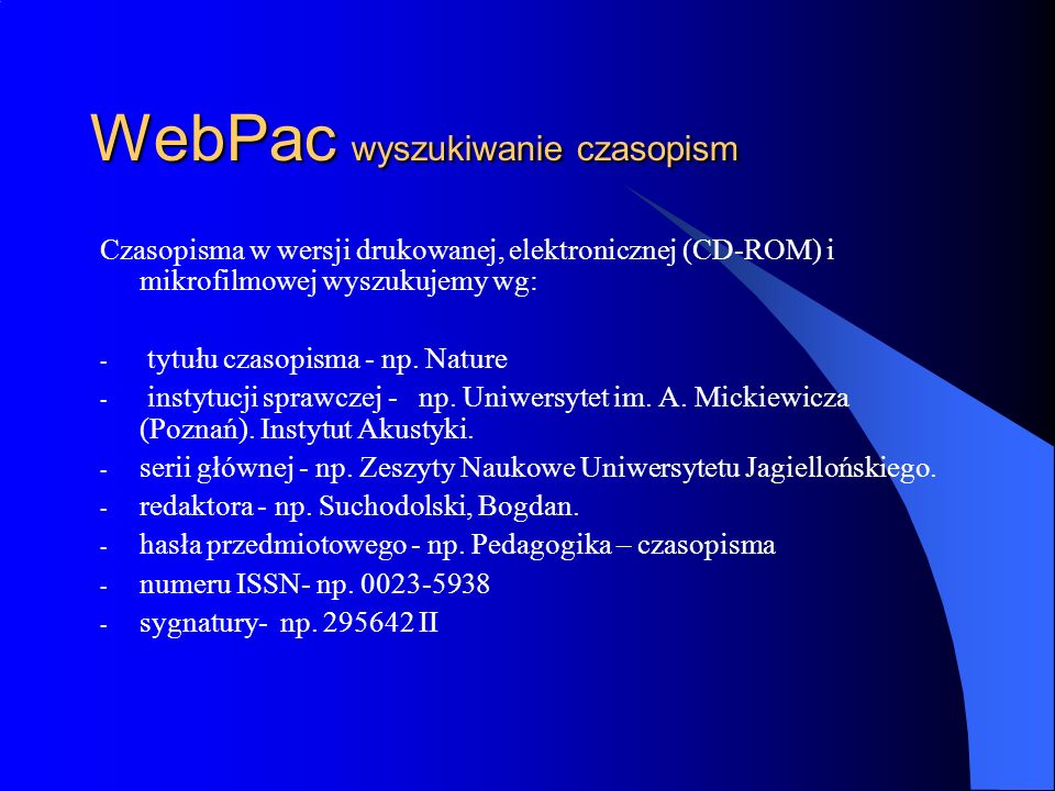 WebPac wyszukiwanie czasopism