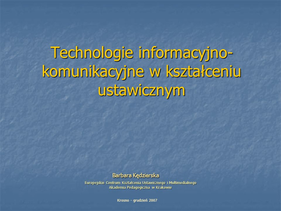 Technologie informacyjno-komunikacyjne w kształceniu ustawicznym