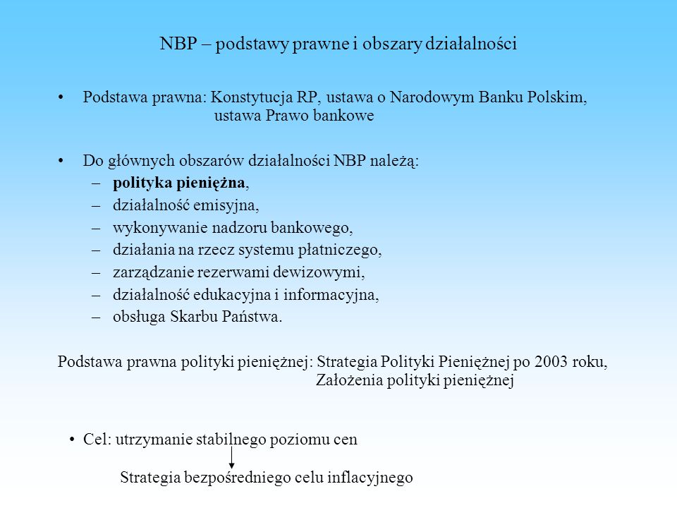NBP – podstawy prawne i obszary działalności