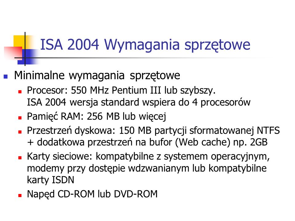 ISA 2004 Wymagania sprzętowe