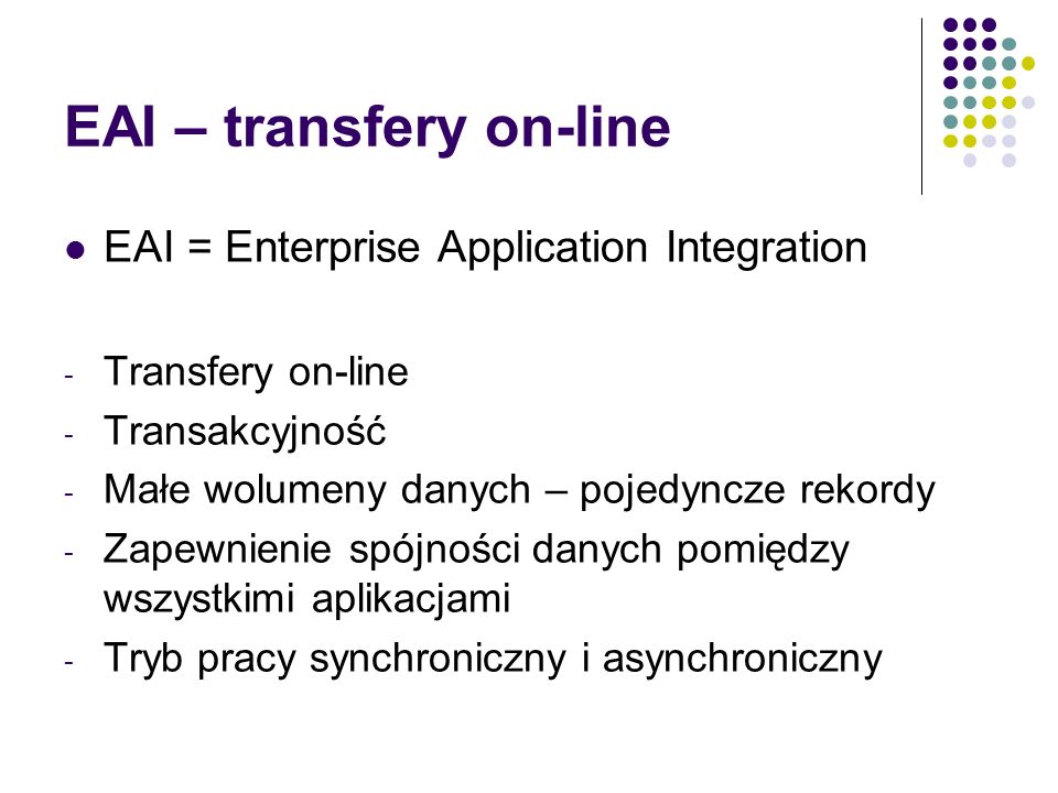 EAI – transfery on-line