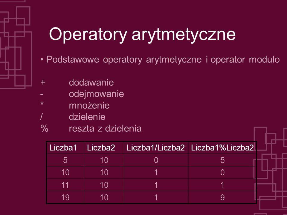 Operatory arytmetyczne