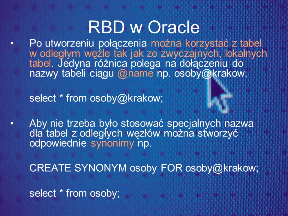 RBD w Oracle
