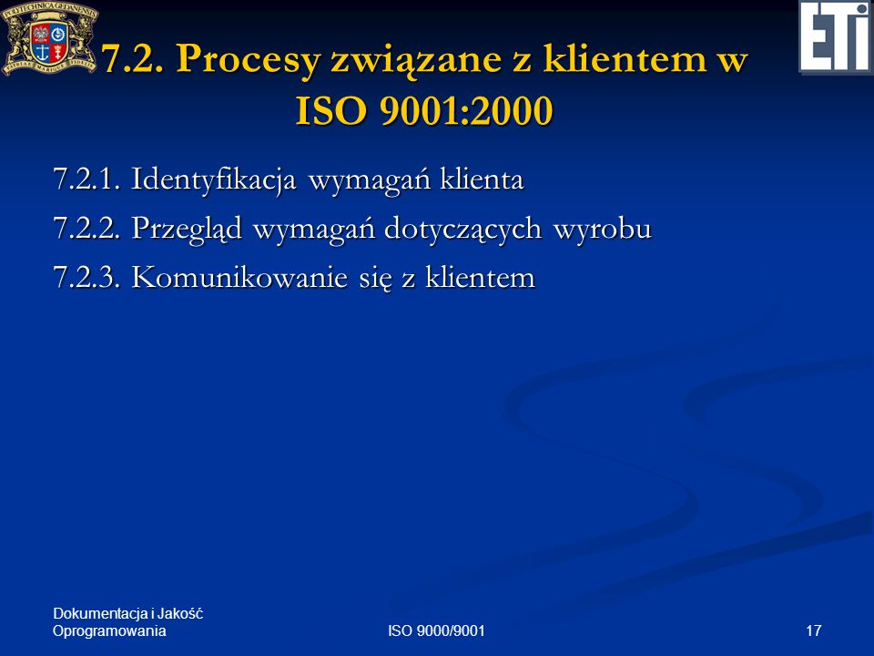 7.2. Procesy związane z klientem w ISO 9001:2000