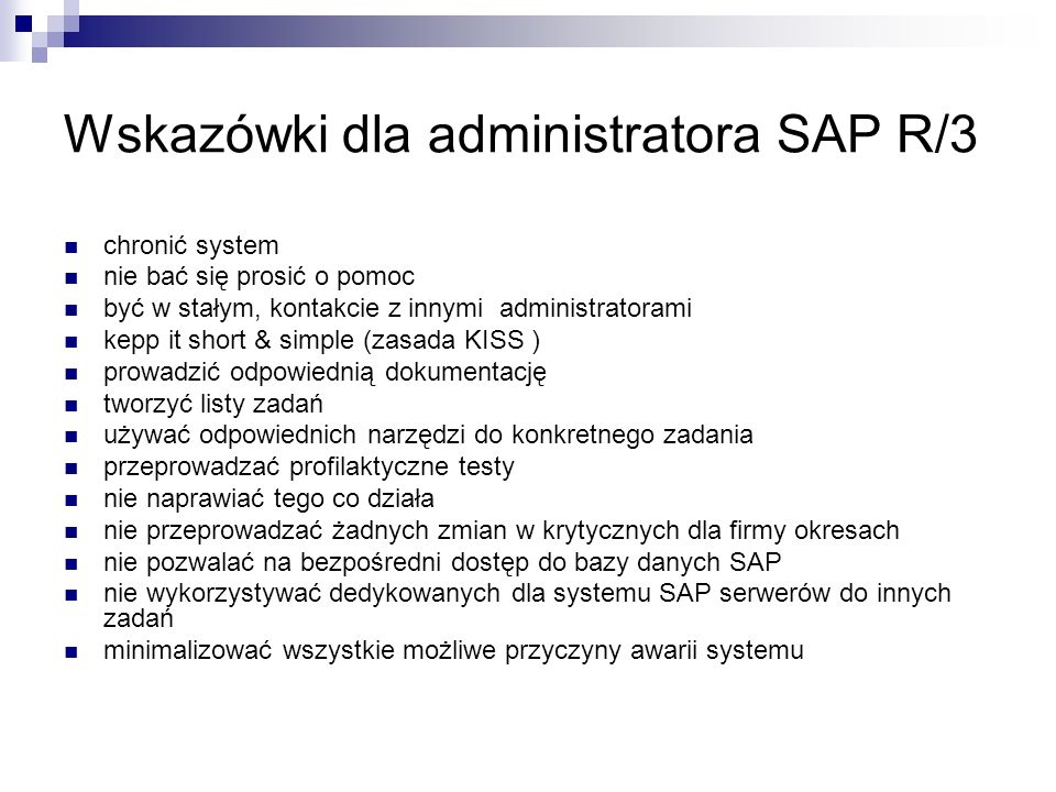 Wskazówki dla administratora SAP R/3