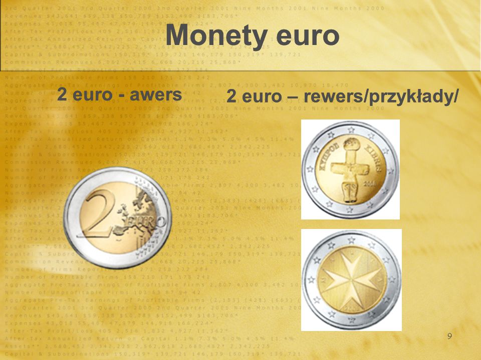 Monety euro 2 euro - awers 2 euro – rewers/przykłady/