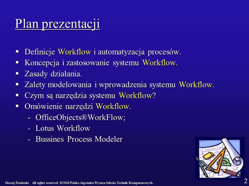 Plan prezentacji Definicje Workflow i automatyzacja procesów.