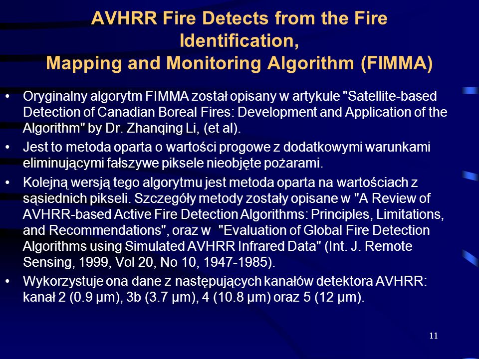 AVHRR Fire Detects from the Fire Identification, Mapping and Monitoring Algorithm (FIMMA)