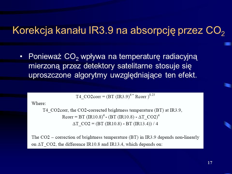 Korekcja kanału IR3.9 na absorpcję przez CO2