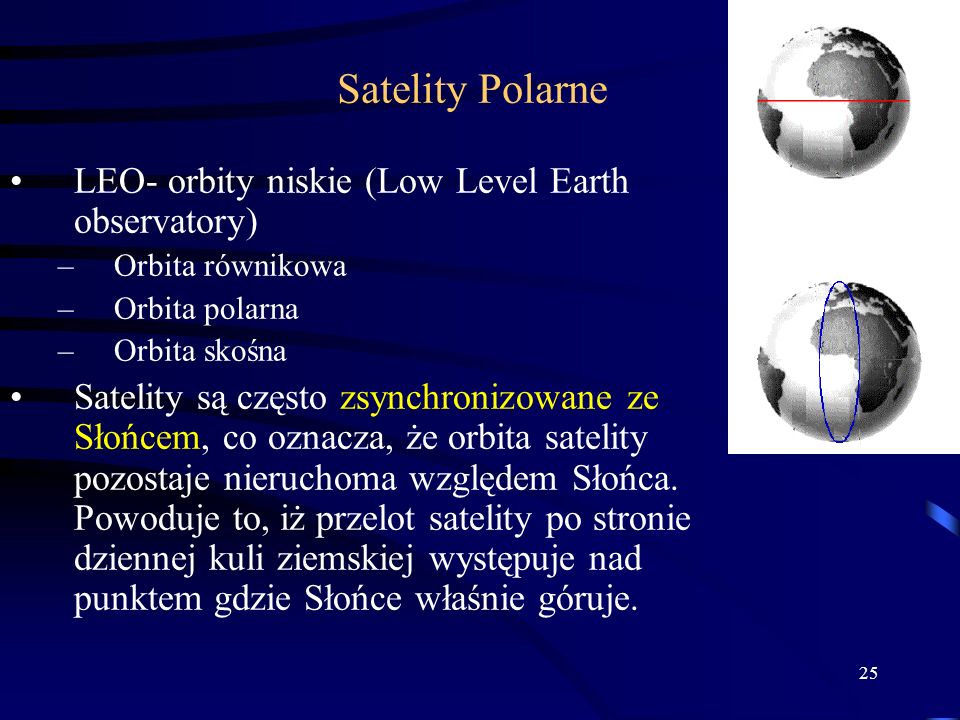 Satelity Polarne LEO- orbity niskie (Low Level Earth observatory)