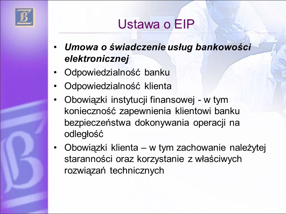 Ustawa o EIP Umowa o świadczenie usług bankowości elektronicznej