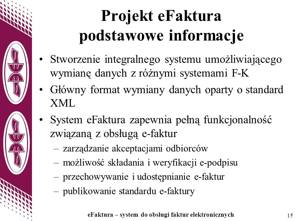 Projekt eFaktura podstawowe informacje