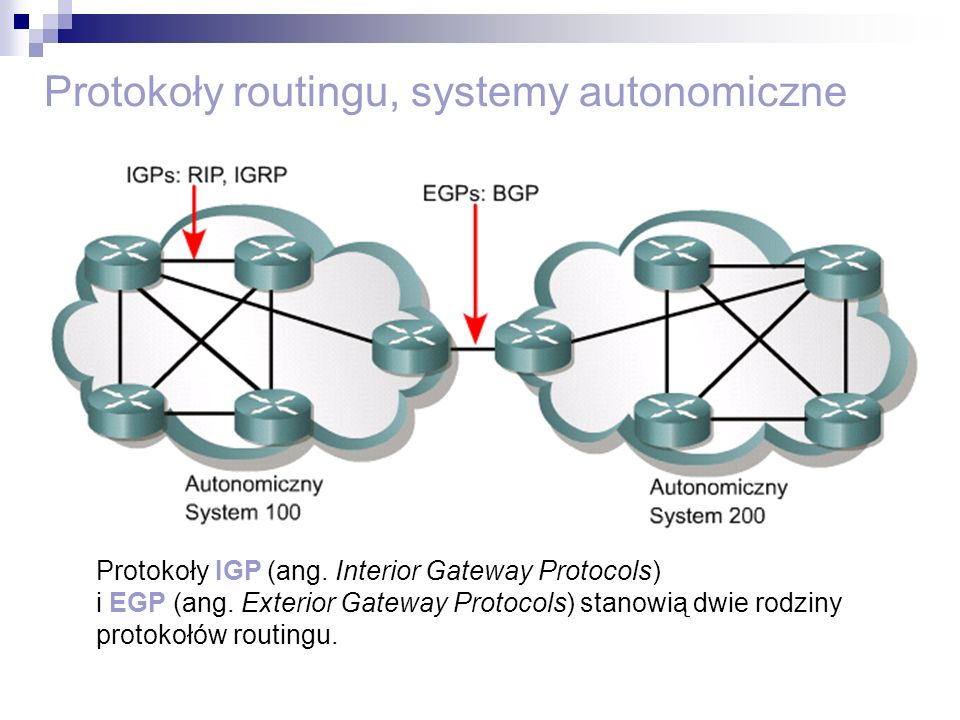 Protokoły routingu, systemy autonomiczne