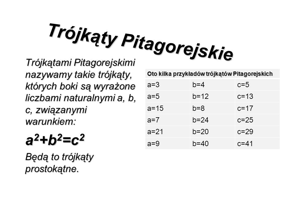 Trójkąty Pitagorejskie