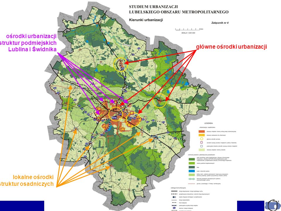 ośrodki urbanizacji struktur podmiejskich. Lublina i Świdnika. główne ośrodki urbanizacji. lokalne ośrodki.