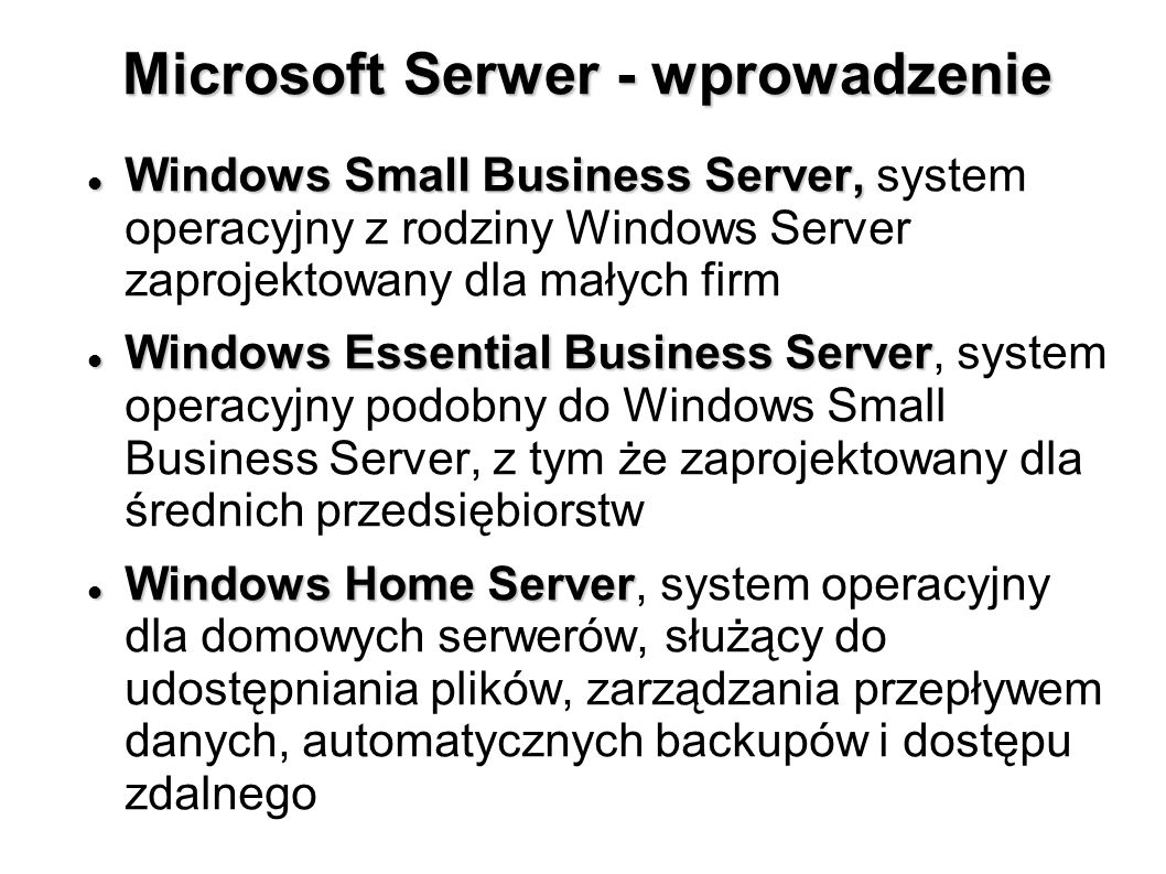 Microsoft Serwer - wprowadzenie