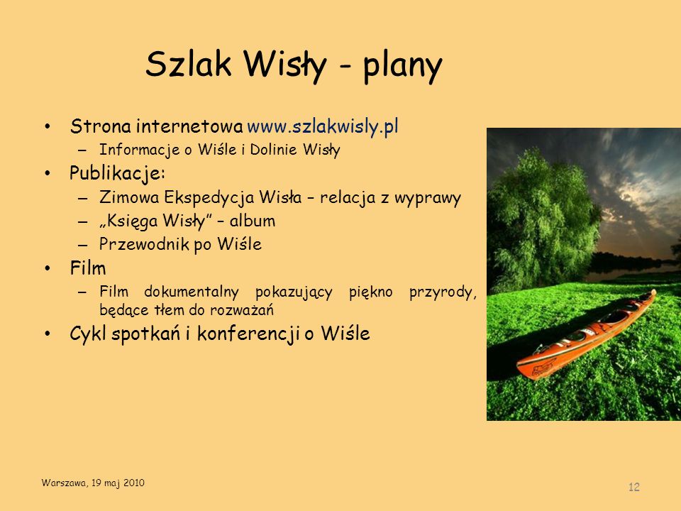 Szlak Wisły - plany Strona internetowa   Publikacje:
