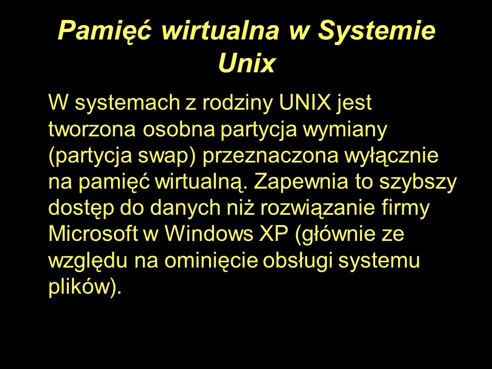 Pamięć wirtualna w Systemie Unix