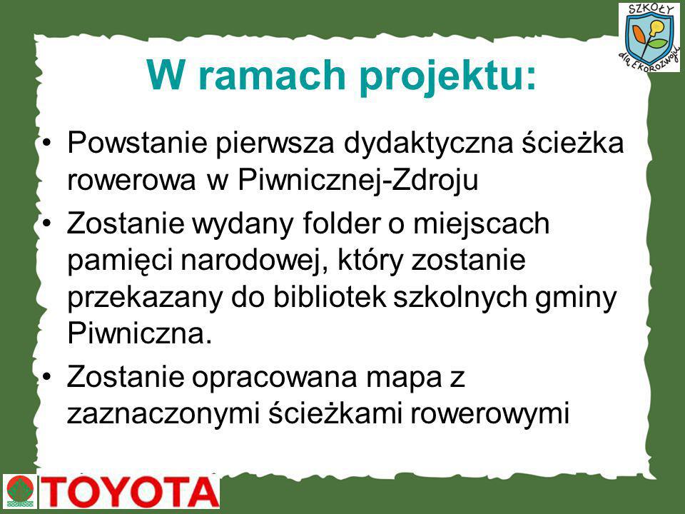 W ramach projektu: Powstanie pierwsza dydaktyczna ścieżka rowerowa w Piwnicznej-Zdroju.