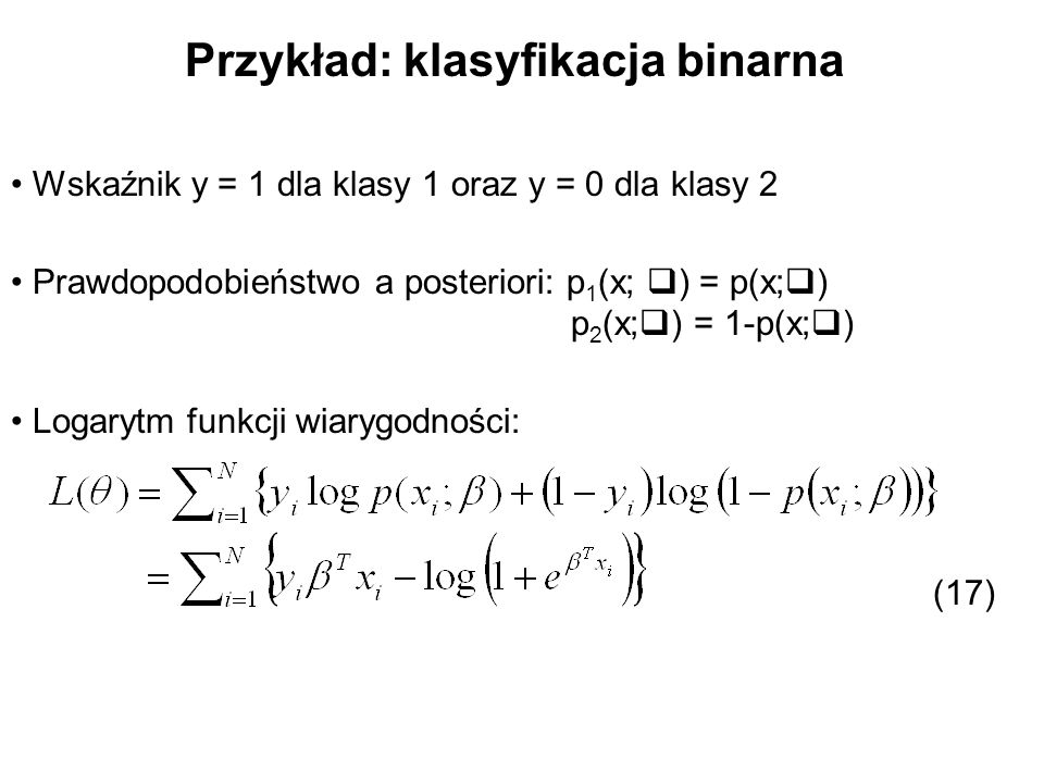Przykład: klasyfikacja binarna