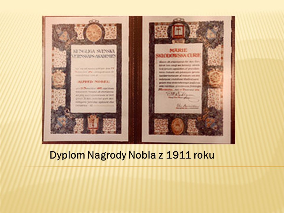 Dyplom Nagrody Nobla z 1911 roku