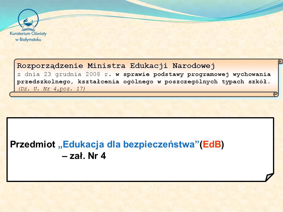 Rozporządzenie Ministra Edukacji Narodowej z dnia 23 grudnia 2008 r