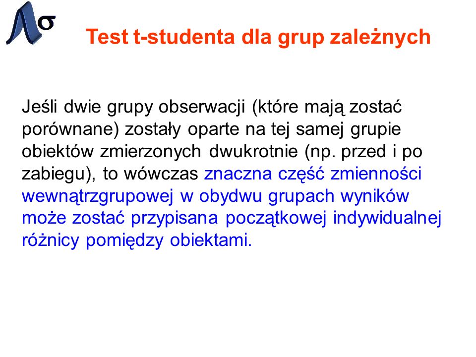 Test t-studenta dla grup zależnych