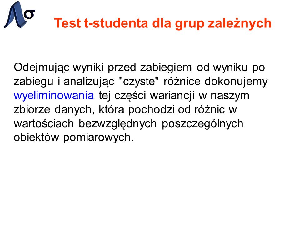 Test t-studenta dla grup zależnych