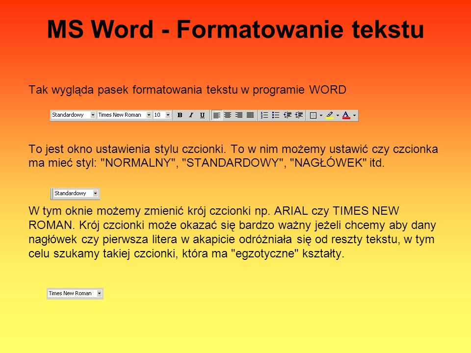 MS Word - Formatowanie tekstu