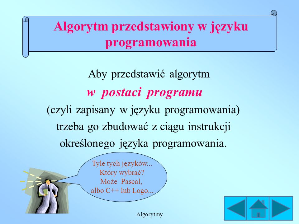 Algorytm przedstawiony w języku programowania