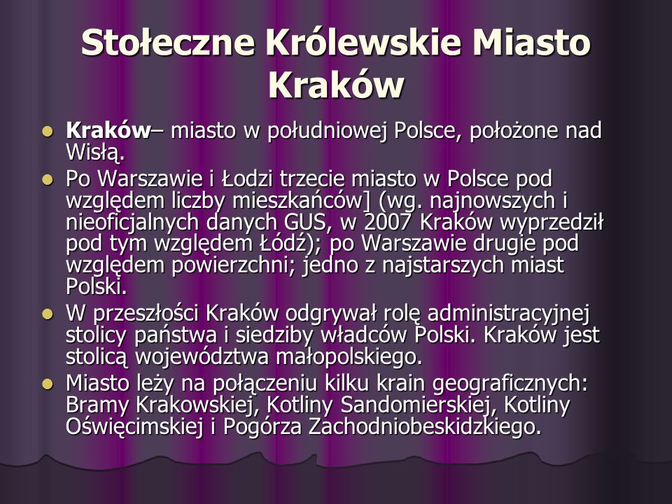 Stołeczne Królewskie Miasto Kraków