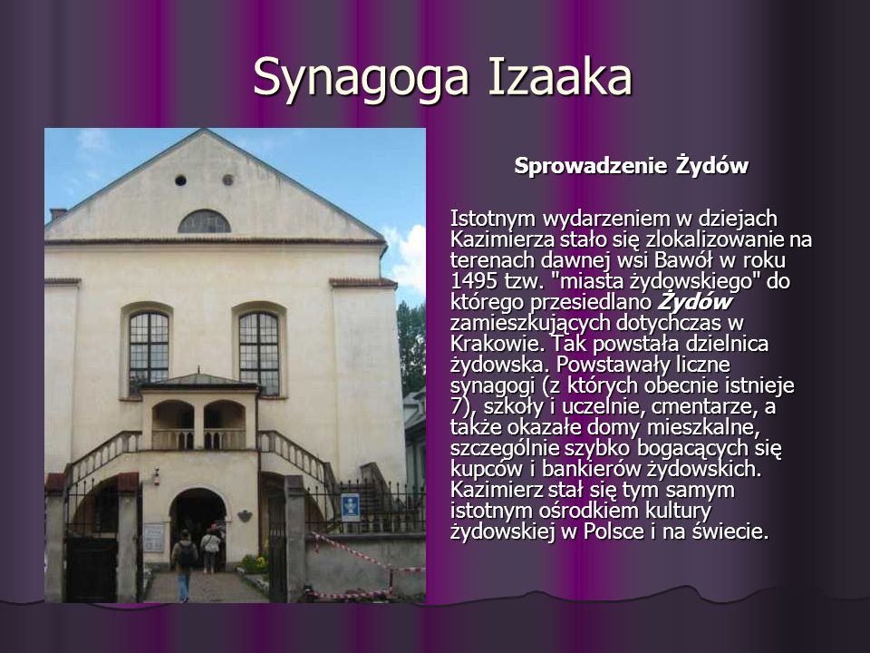 Synagoga Izaaka Sprowadzenie Żydów.