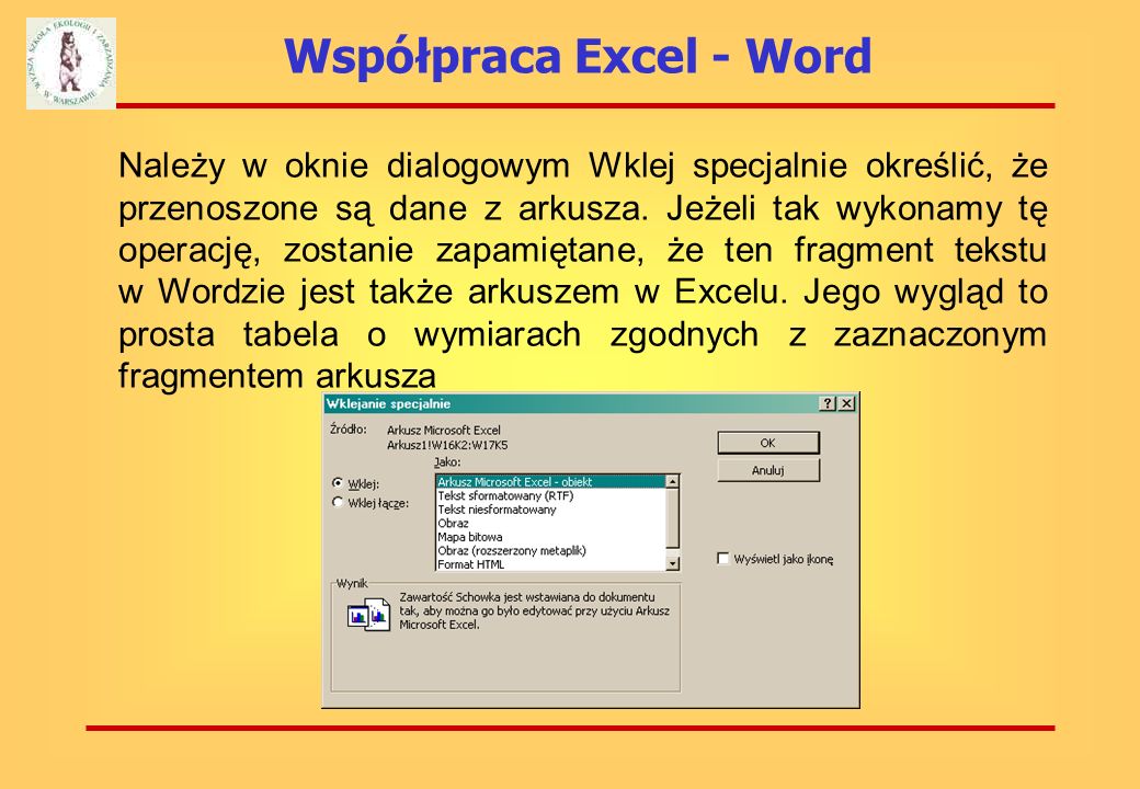 Współpraca Excel - Word