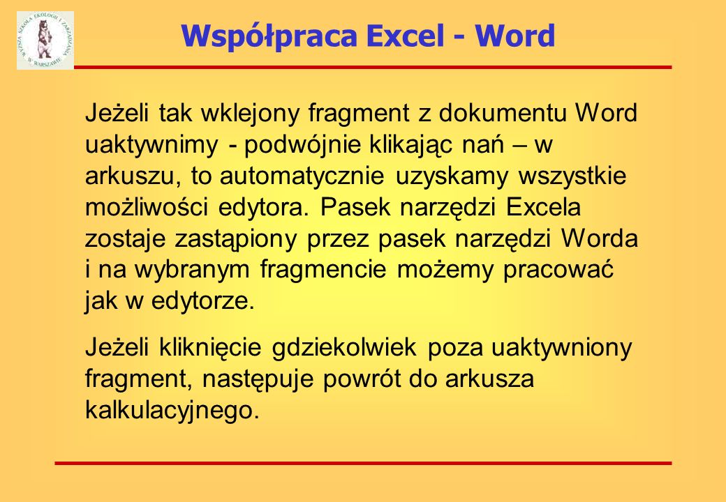 Współpraca Excel - Word