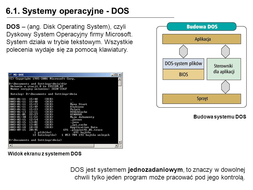 6.1. Systemy operacyjne - DOS