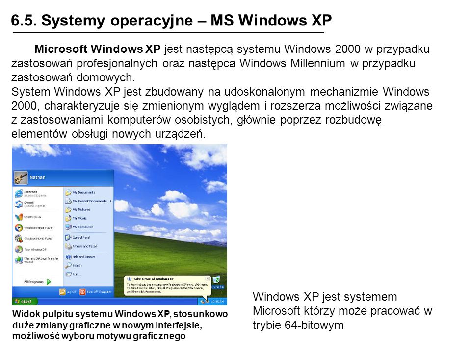 6.5. Systemy operacyjne – MS Windows XP
