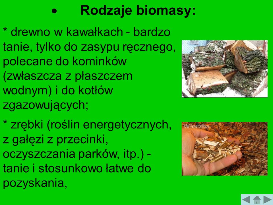 Rodzaje biomasy: