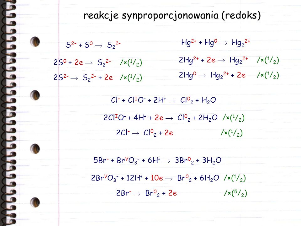 reakcje synproporcjonowania (redoks)